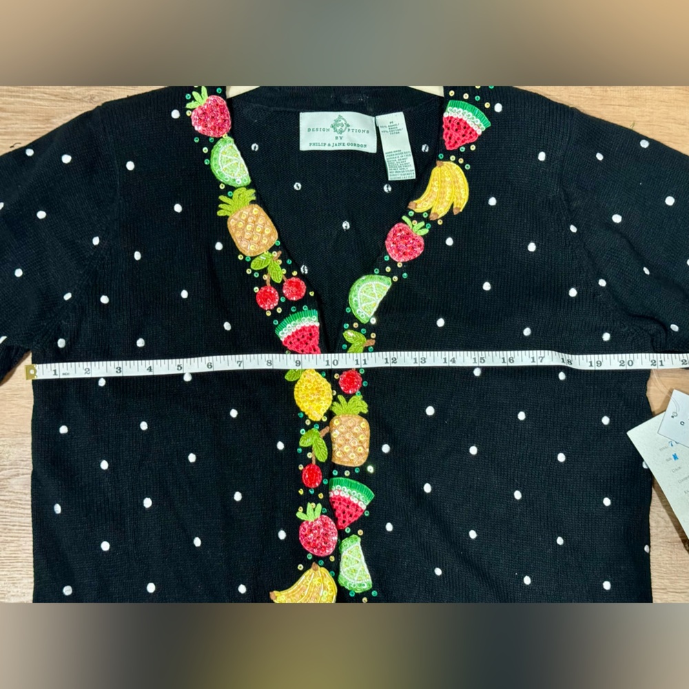 NEW Design Options by Philip and Jane Gordon Fruit Salad Cardigan Size M - Picture 9 of 10
